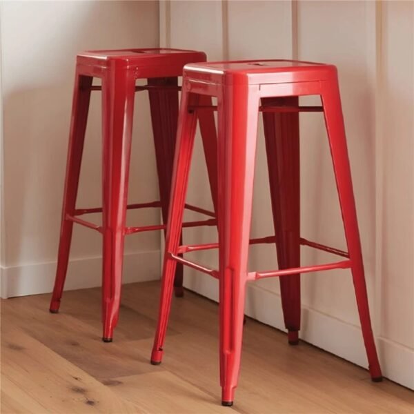 Lote # 38 Taburete Alto Tolix Metal Rojo x 2