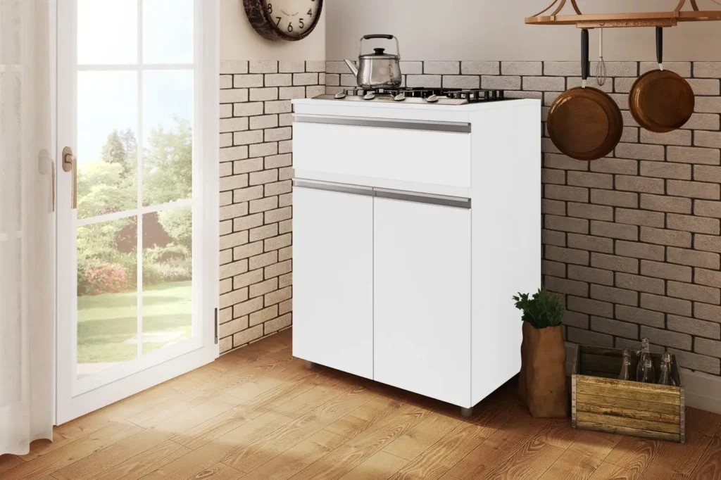 Mueble de cocina blanco con estufa integrada, cajón y puertas. by Remates Narvaja
