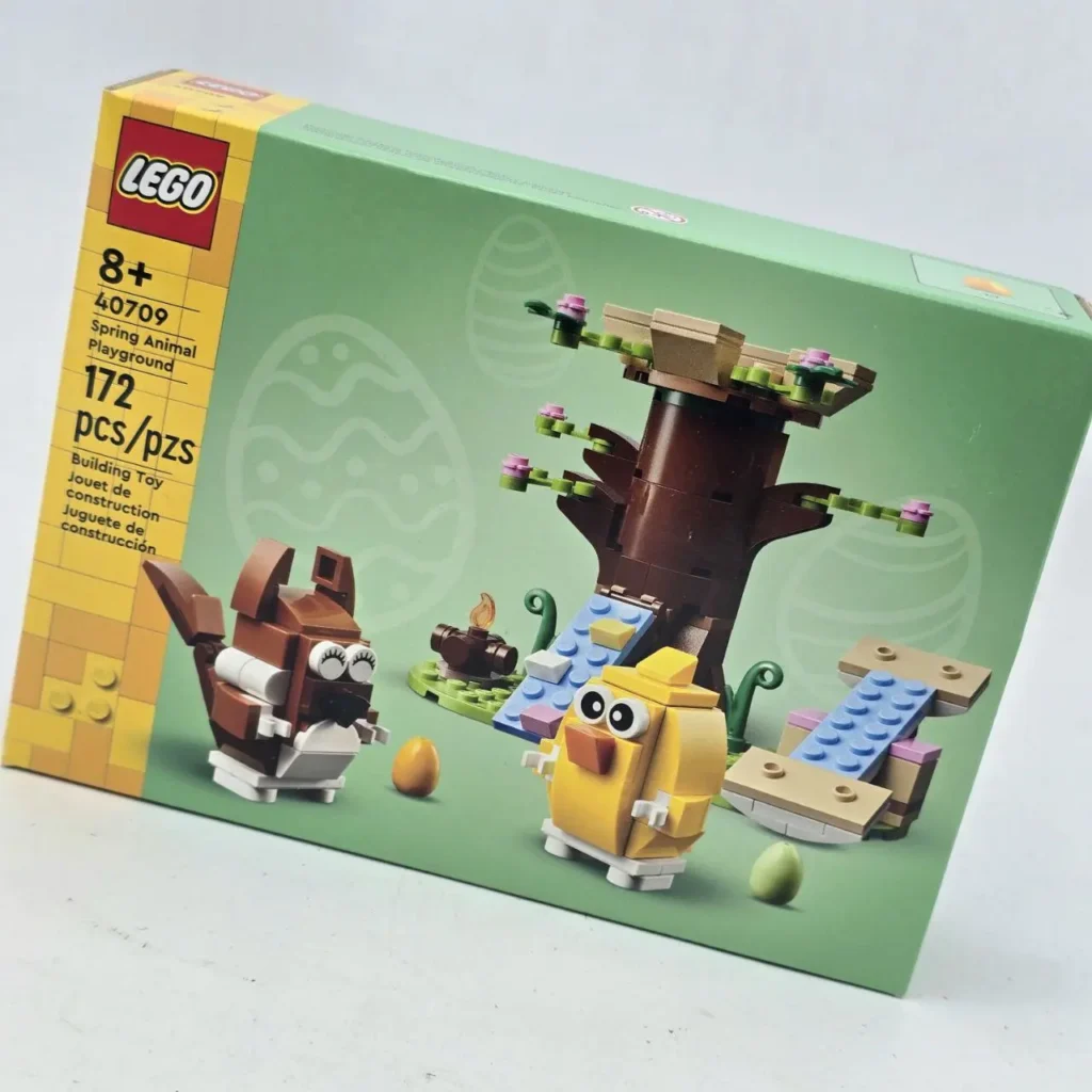 Caja del set LEGO 40709 Spring Animal Playground con una ardilla, un pollito, un árbol y huevos de Pasc by Remates Narvaja