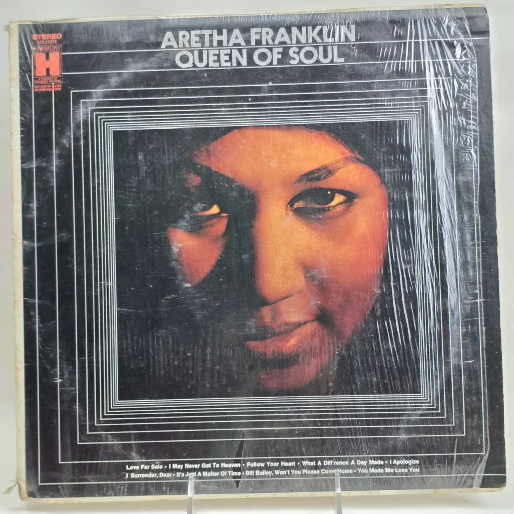 Portada del álbum de vinilo Aretha Franklin Queen of Soul con su retrato. by Remates Narvaja