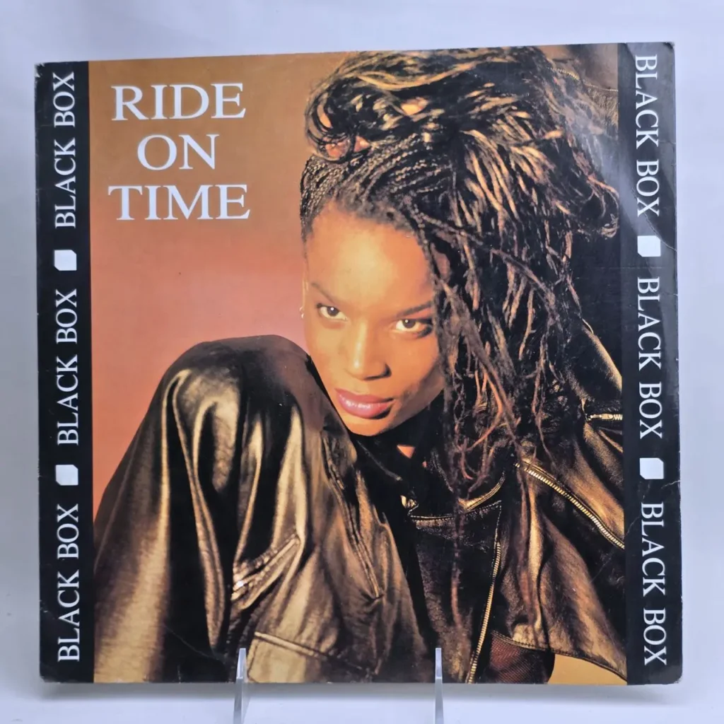 Portada del single "Ride On Time" de Black Box con mujer de trenzas y chaqueta de cuero. by Remates Narvaja