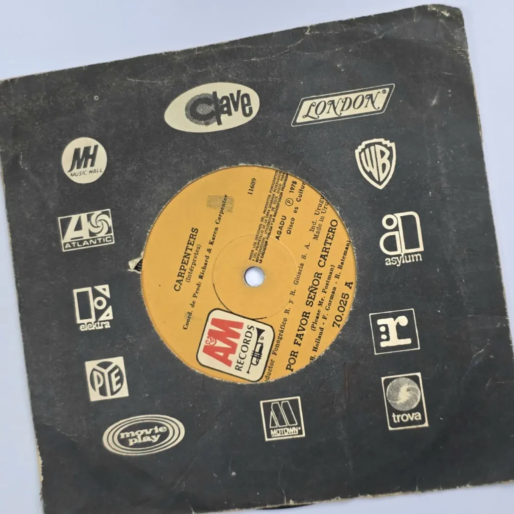 Single de vinilo 45 RPM de The Carpenters "Por Favor Señor Cartero" de 1975 en funda genérica by Remates Narvaja