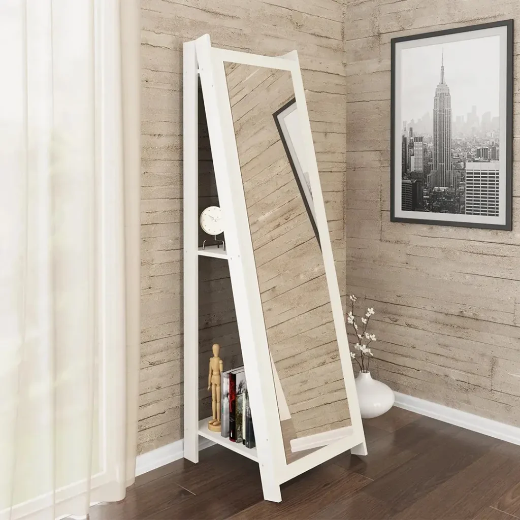 Espejo escalera blanco con estantes de almacenamiento. by Remates Narvaja