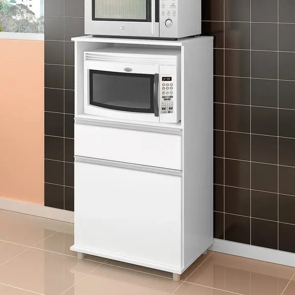 Mueble blanco para microondas con almacenamiento. by Remates Narvaja