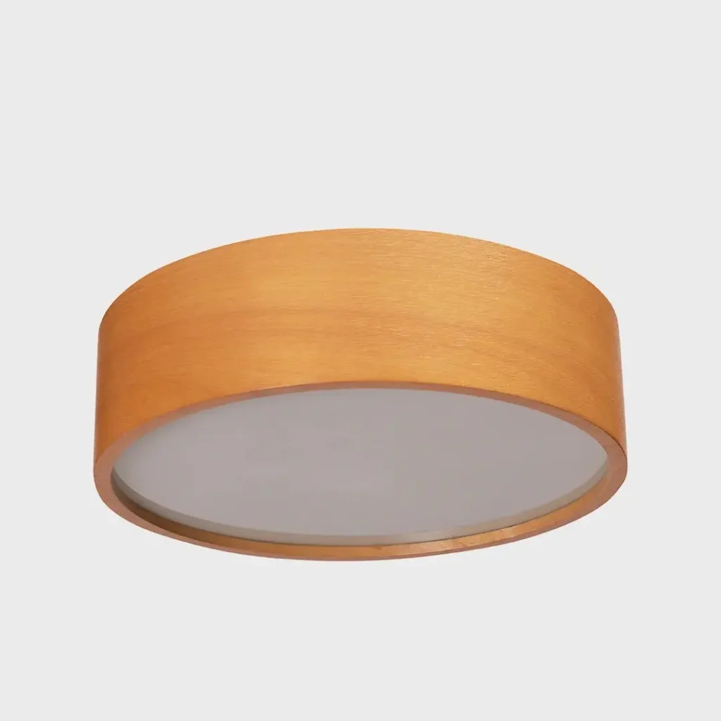 Plafón de techo circular de madera con difusor blanco. by Remates Narvaja