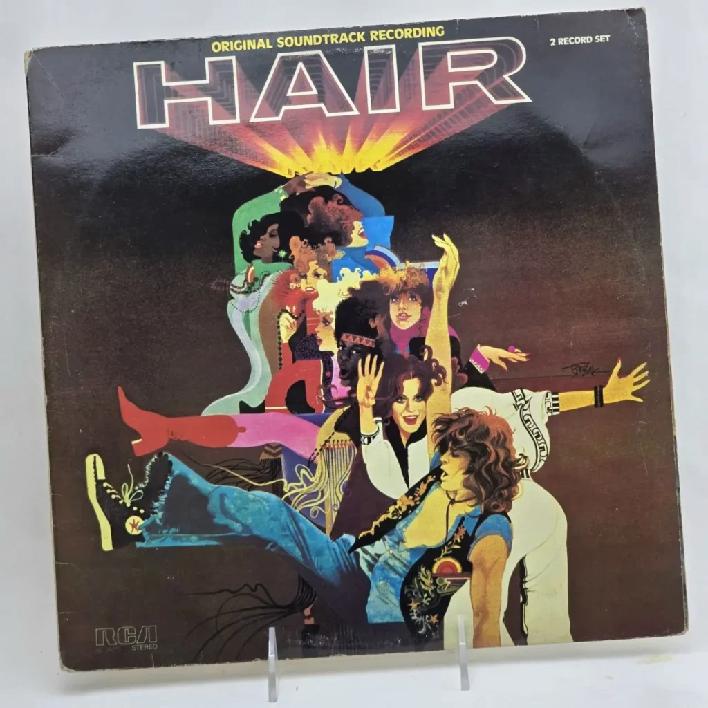 Portada del álbum "Hair Original Soundtrack Recording" con ilustración de estilo psicodélico de los años 60/70. by Remates Narvaja