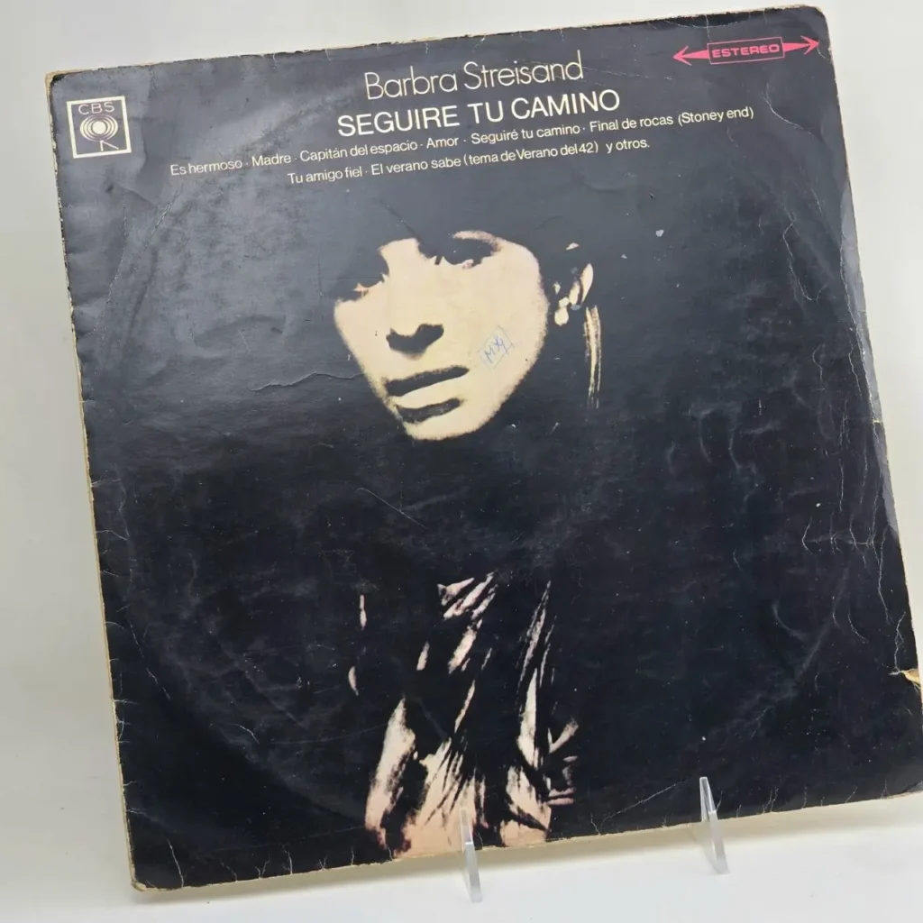 Portada de vinilo Barbra Streisand "Seguiré Tu Camino" CBS, edición en español, con retrato de la artista. by Remates Narvaja