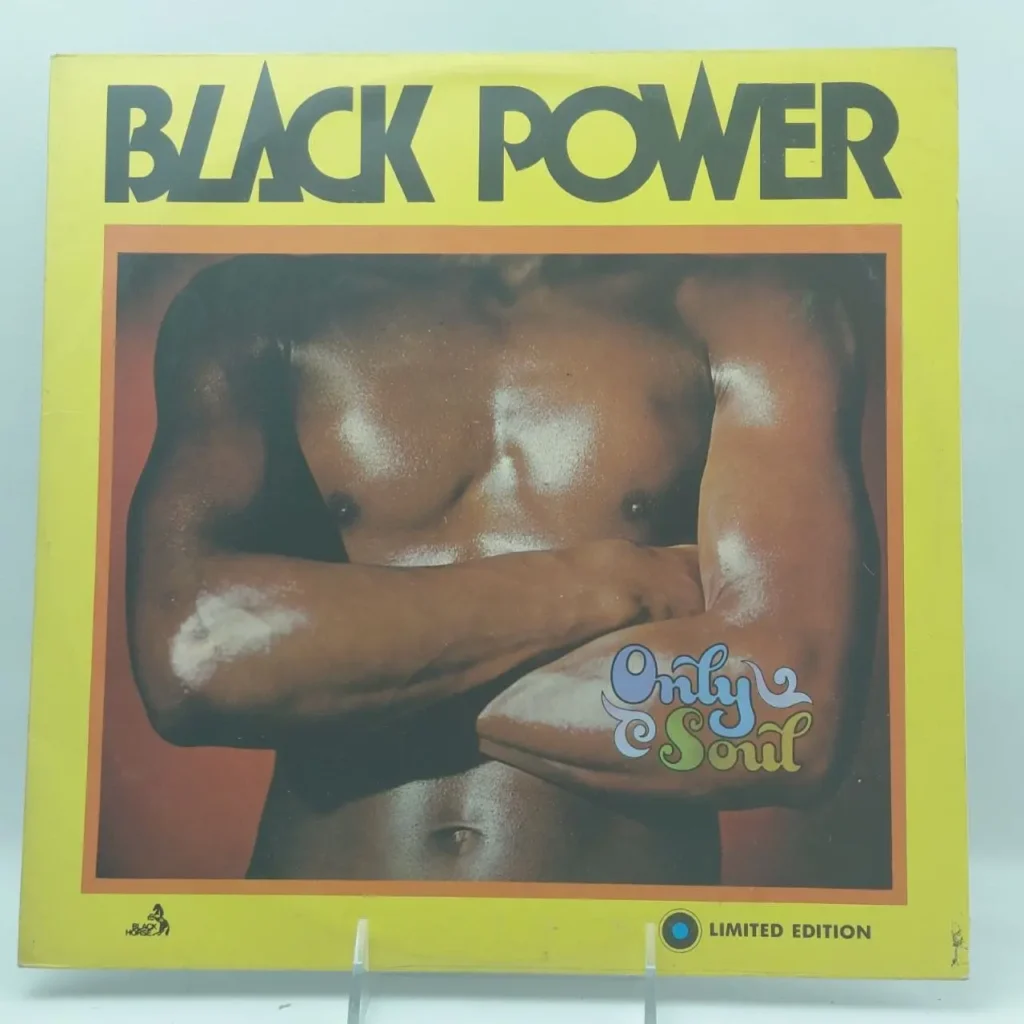 Black Power Only Soul record album cover with shirtless Black man. by Remates Narvaja