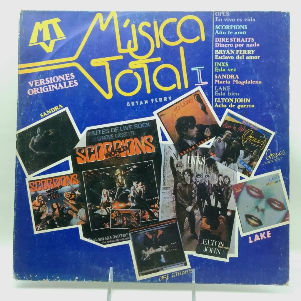 Portada de álbum Música Total I con Scorpions, Dire Straits, Bryan Ferry, INXS, Sandra, Elton John y otros. by Remates Narvaja
