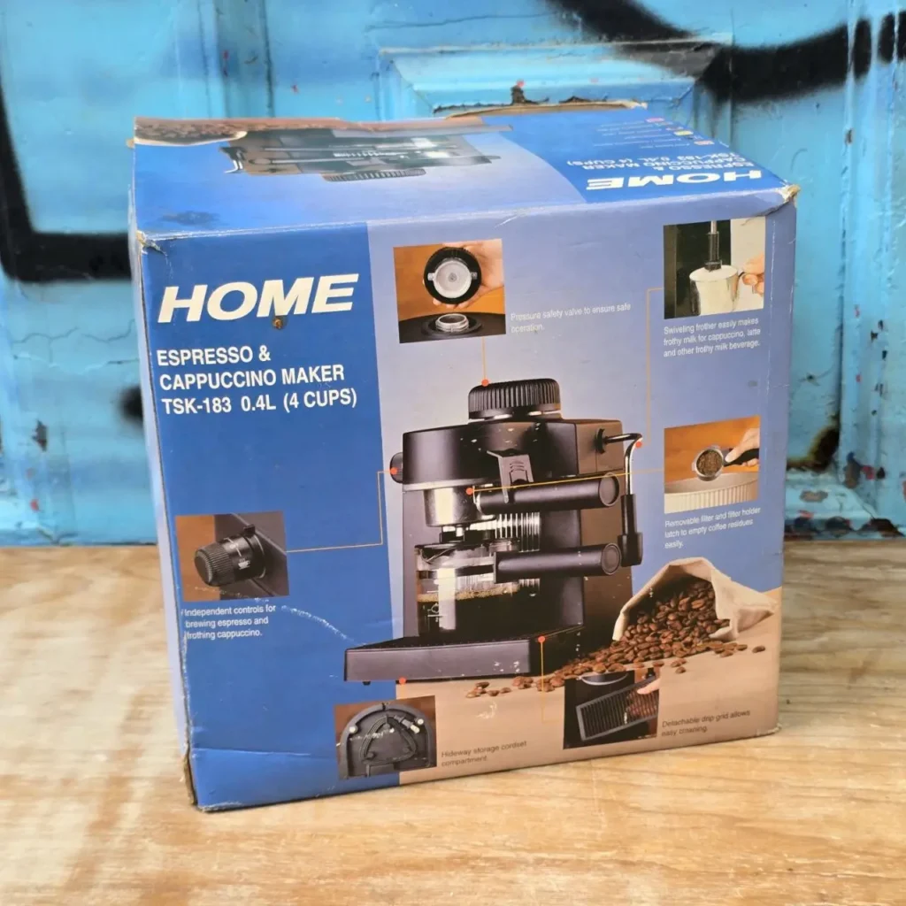 Caja de la máquina de café HOME Espresso & Cappuccino Maker TSK-183 0.4L (4 tazas). by Remates Narvaja