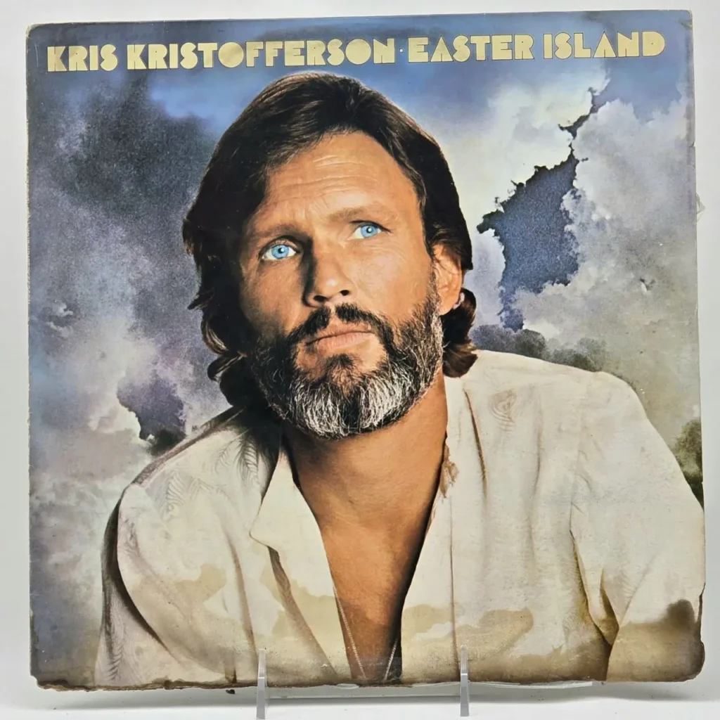 Kris Kristofferson Easter Island portada del álbum, con el artista barbudo y de ojos azules. by Remates Narvaja