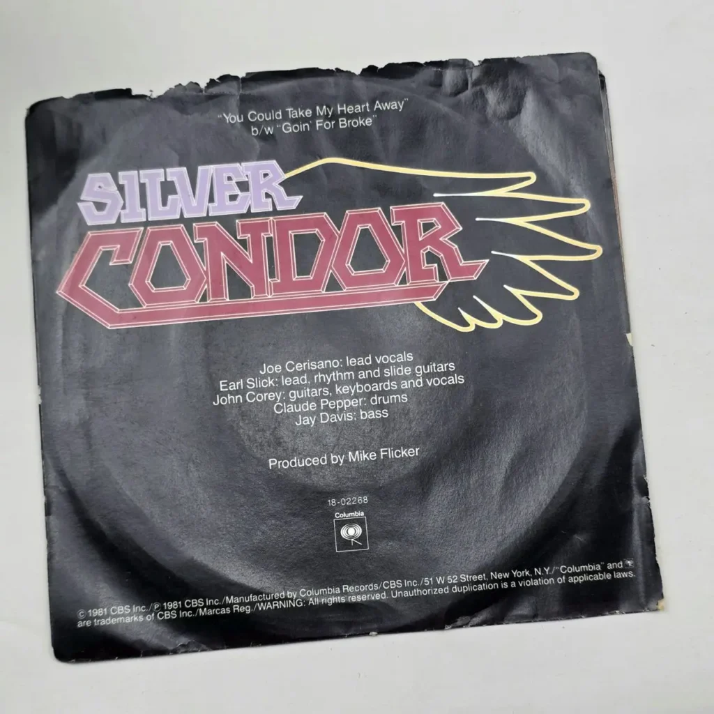 Funda de single de Silver Condor de 1981, con los temas 'You Could Take My Heart Away' y 'Goin' For by Remates Narvaja