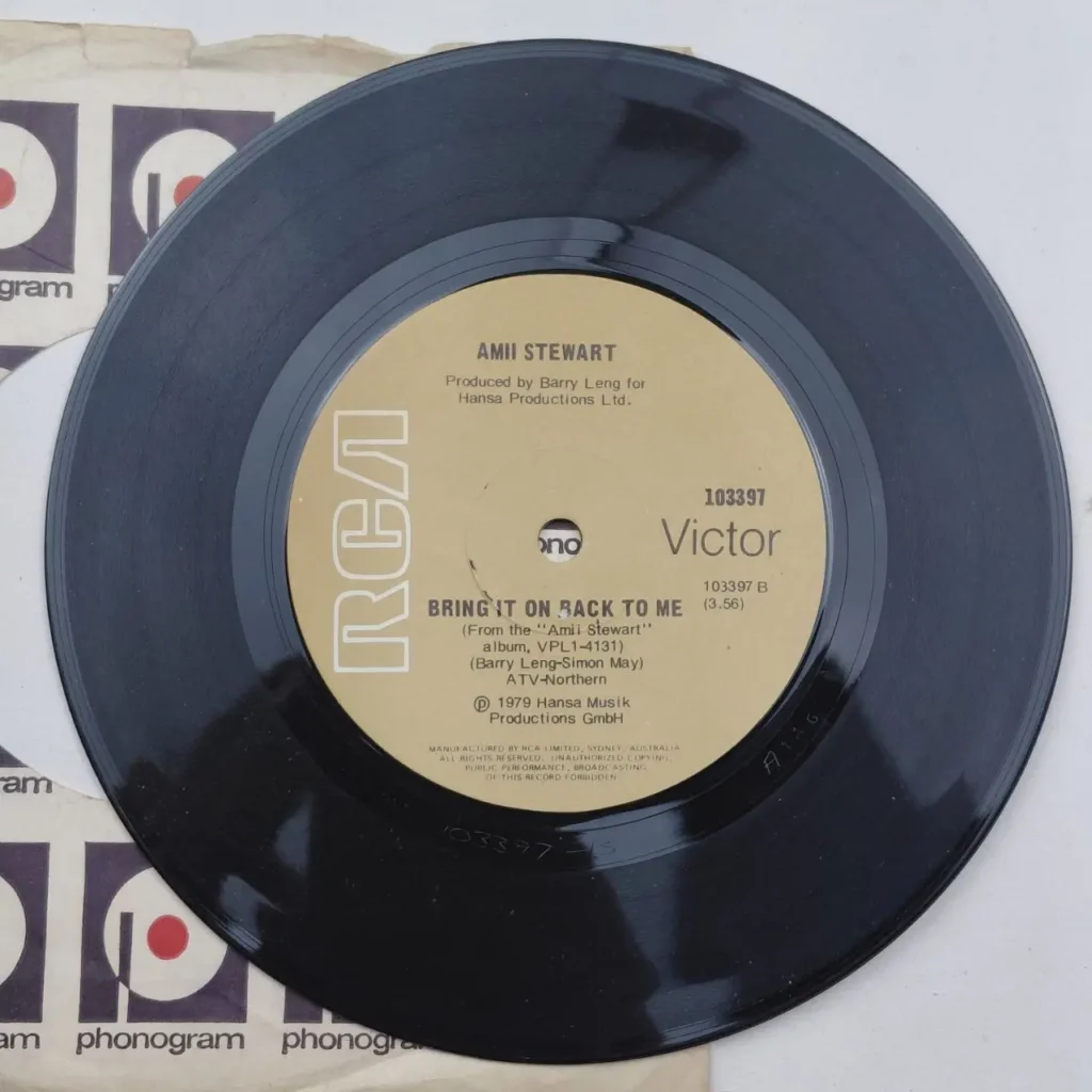 Disco vinyl single de Amii Stewart "Bring It On Back To Me" en el sello RCA Victor de 1979. by Remates Narvaja