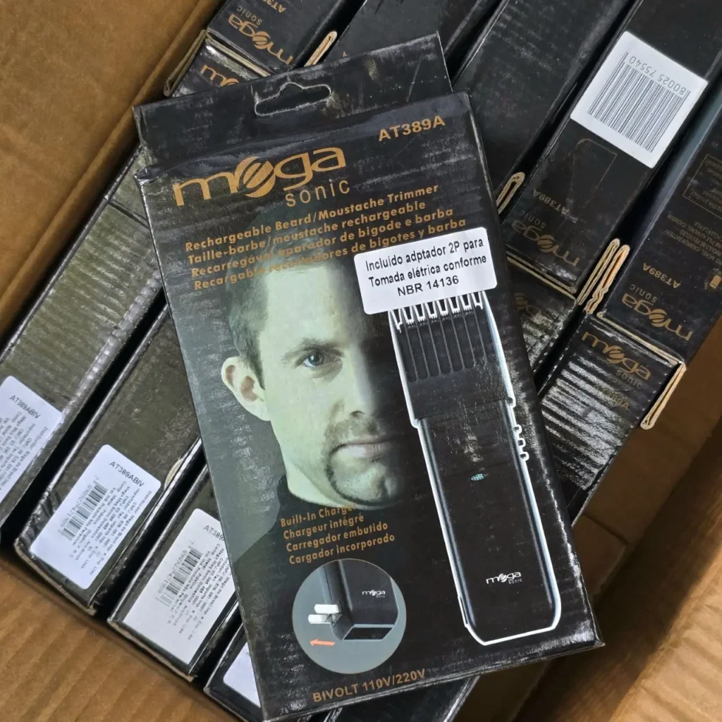 Caja de recortadora de barba y bigote recargable Mega Sonic AT389A. by Remates Narvaja