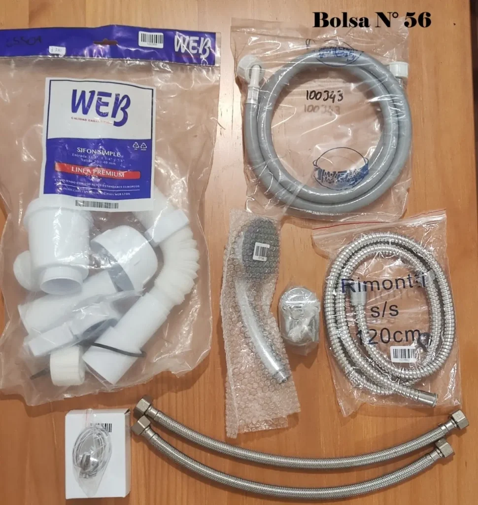 Kit de fontanería con sifón WEB, mangueras flexibles, alcachofa y flexo de ducha Rimonti. by Remates Narvaja