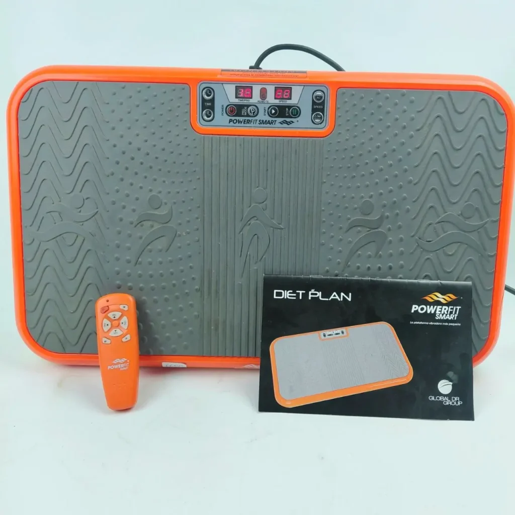 Plataforma vibratoria Powerfit Smart naranja y gris con control remoto y plan de dieta. by Remates Narvaja