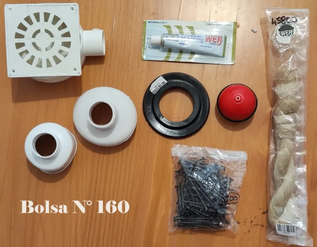 Surtido de materiales de plomería "Bolsa Nº 160" con desagüe, sellador de roscas, tornillos by Remates Narvaja