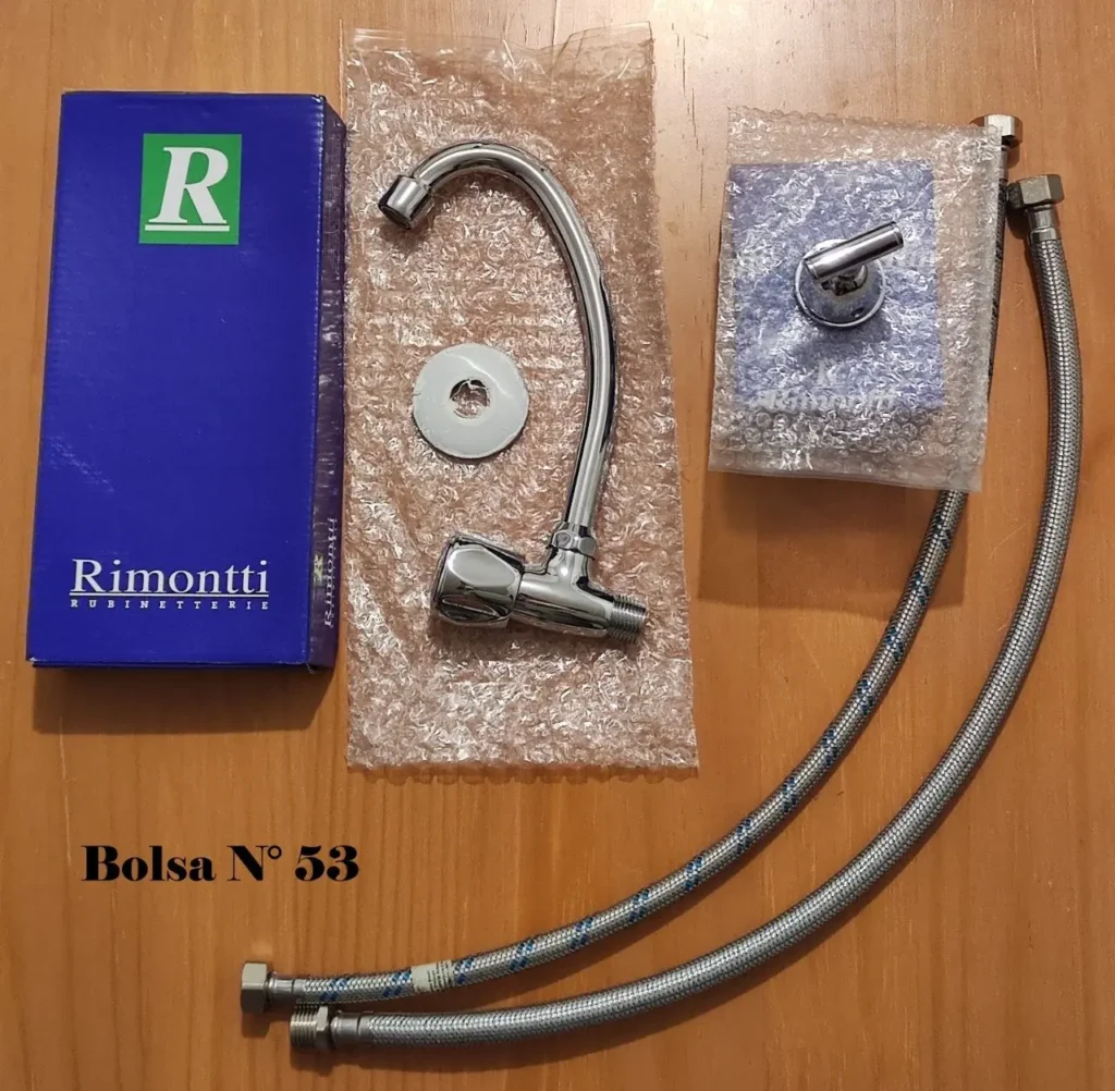 Grifo mezclador Rimontti cromado con flexibles de instalación, nuevo en caja. by Remates Narvaja
