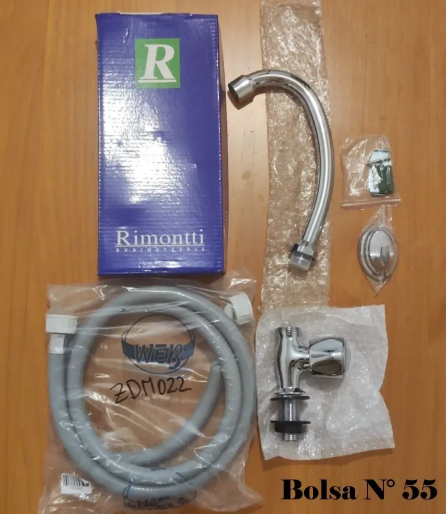 Kit de grifo Rimontti con pico, manguera flexible y accesorios de plomería." by Remates Narvaja