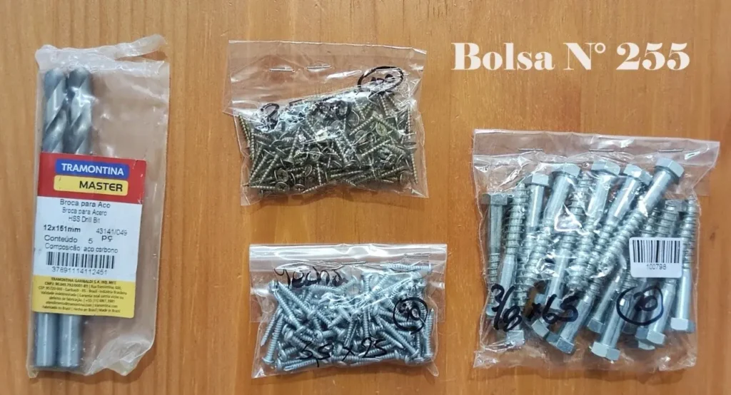 Brocas Tramontina, tornillos y tirafondos en bolsas, Bolsa N° 255. by Remates Narvaja