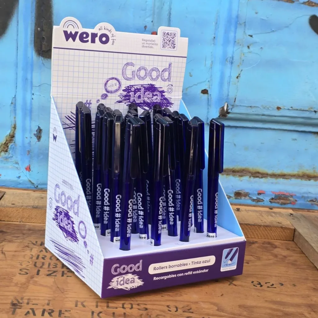 Expositor de bolígrafos Wero Good idea rollers borrables de tinta azul. by Remates Narvaja
