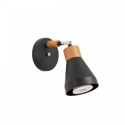 Foco de pared ajustable negro y madera. by Remates Narvaja
