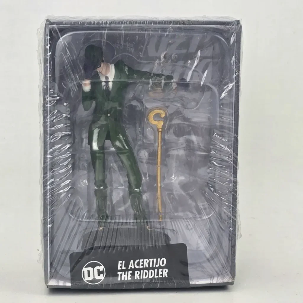 Figura de El Acertijo (The Riddler) con traje verde y bastón de signo de interrogación, en su caja original sellada de DC Comics. by Remates Narvaja
