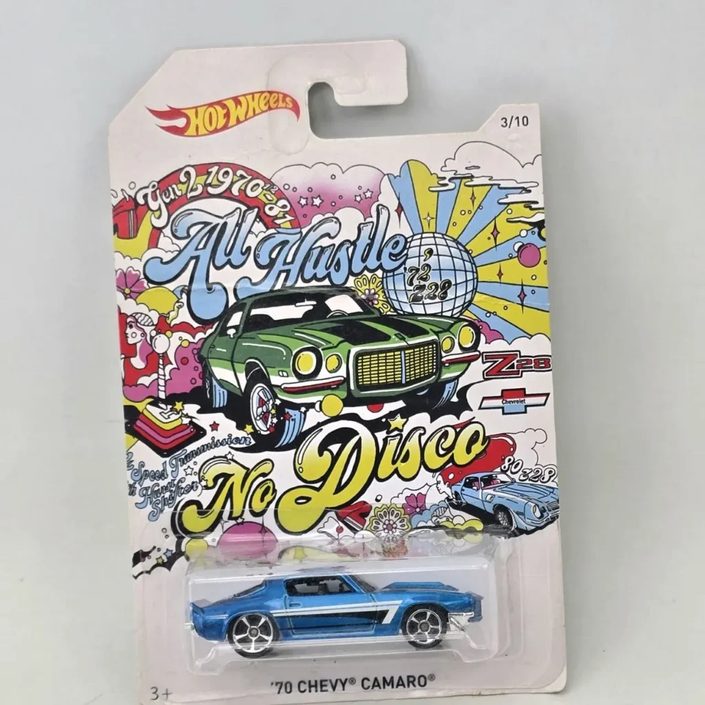 Hot Wheels '70 Chevy Camaro Z28 azul en empaque 'All Hustle No Disco'. by Remates Narvaja