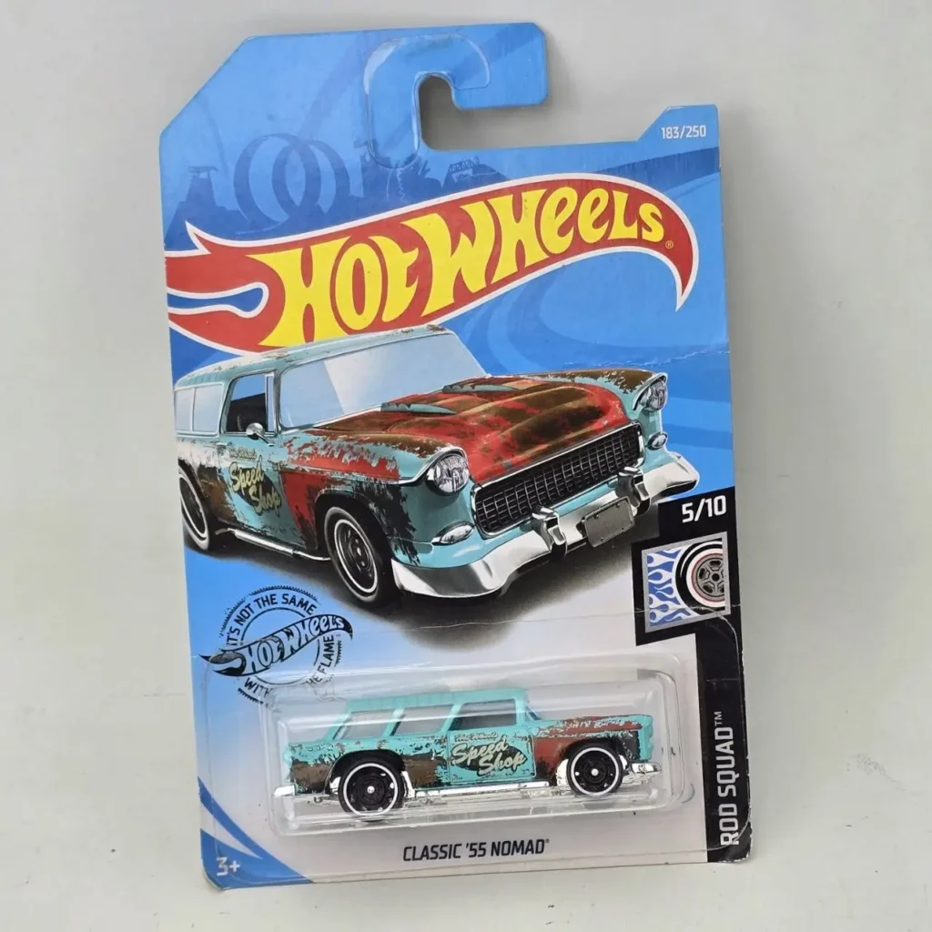 Hot Wheels Classic '55 Nomad azul claro con óxido en su empaque original, serie Rod Squad. by Remates Narvaja