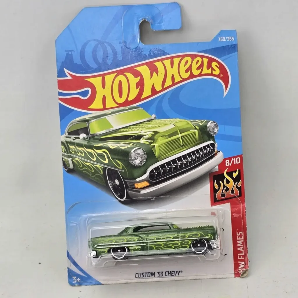 Hot Wheels Custom '53 Chevy verde con llamas en su empaque. by Remates Narvaja