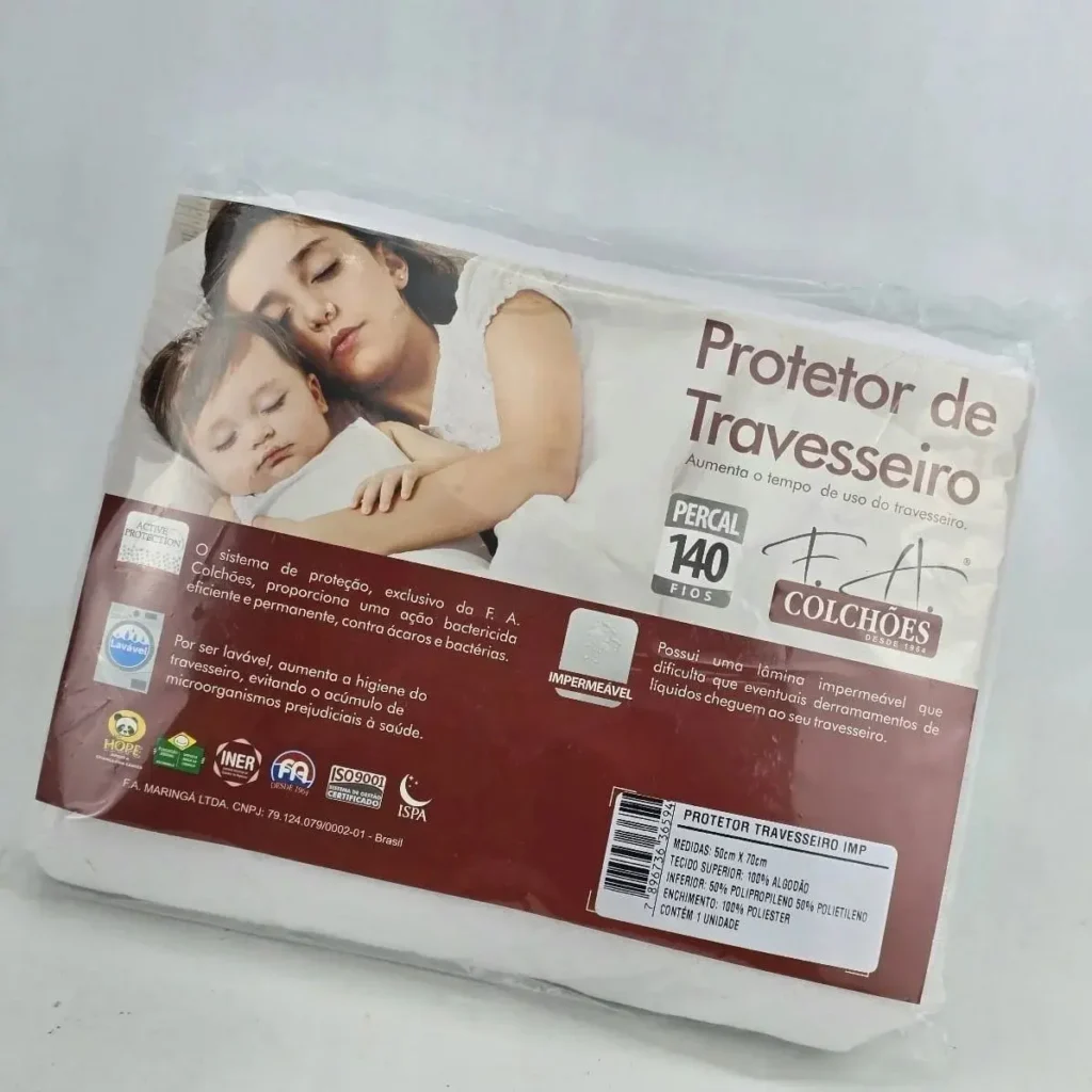Protetor de travesseiro impermeável F.A. Colchões percal 140 fios, antibacteriano e anti by Remates Narvaja