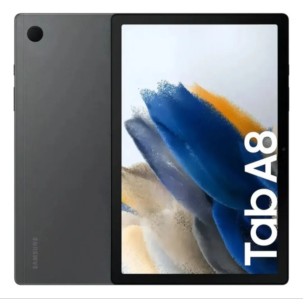 Tablet Samsung Galaxy Tab A8 gris oscuro, vista frontal y trasera. by Remates Narvaja