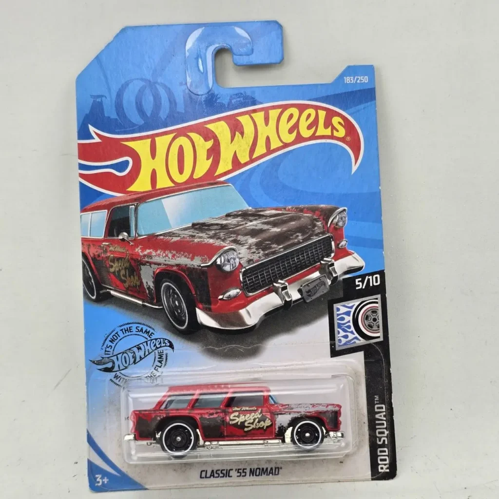 Hot Wheels Classic '55 Nomad rojo y desgastado de la serie Rod Squad en su empaque original. by Remates Narvaja