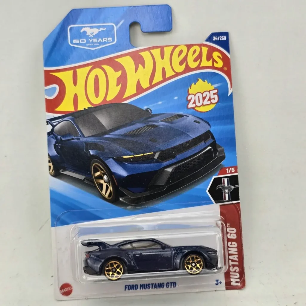 Hot Wheels Ford Mustang GTD azul con ruedas doradas, edición 2025, 60 aniversario Mustang, nuevo en su em by Remates Narvaja