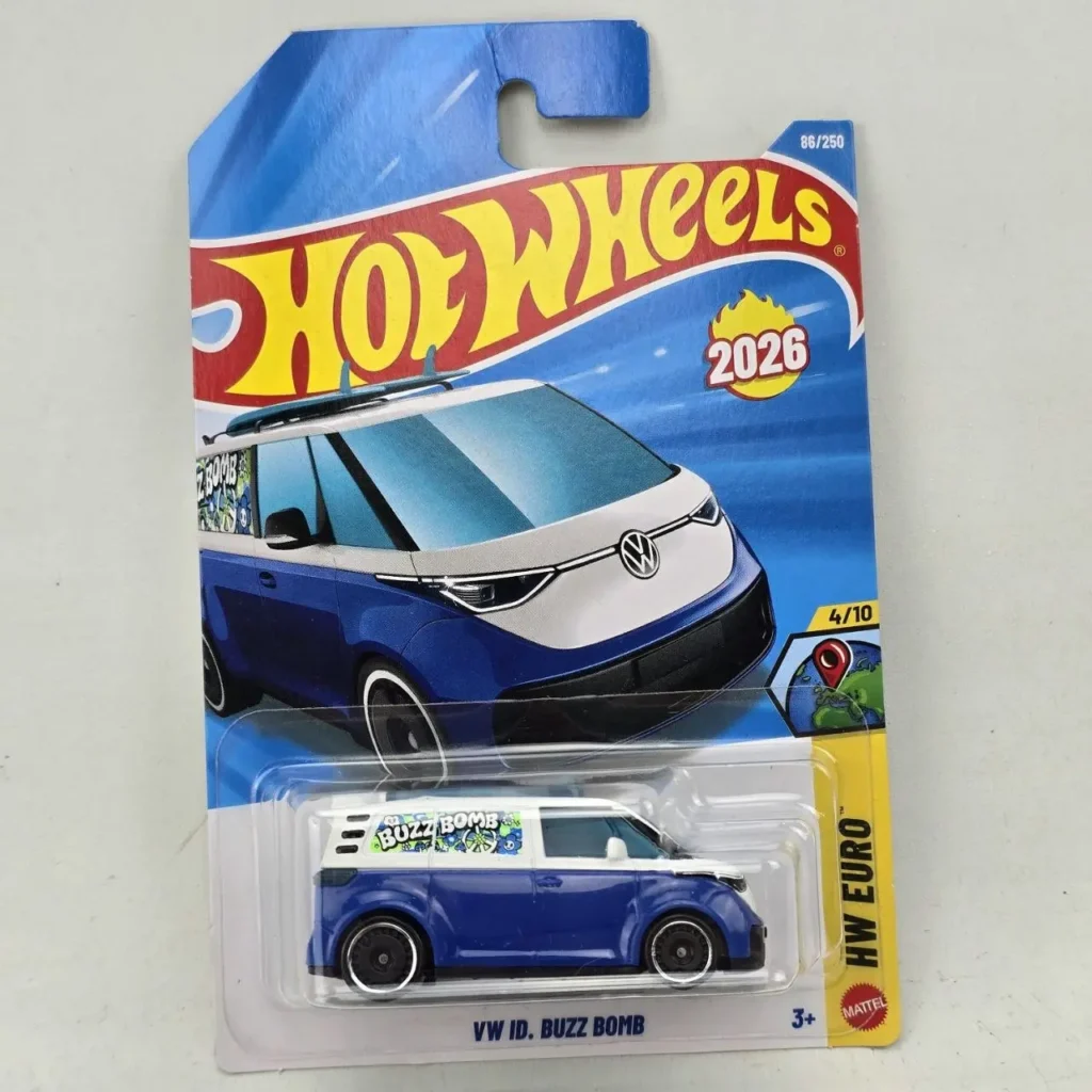 Hot Wheels VW ID. Buzz Bomb diecast car, blue and white van, 2026 HW Euro series, nuevo en empaque. by Remates Narvaja