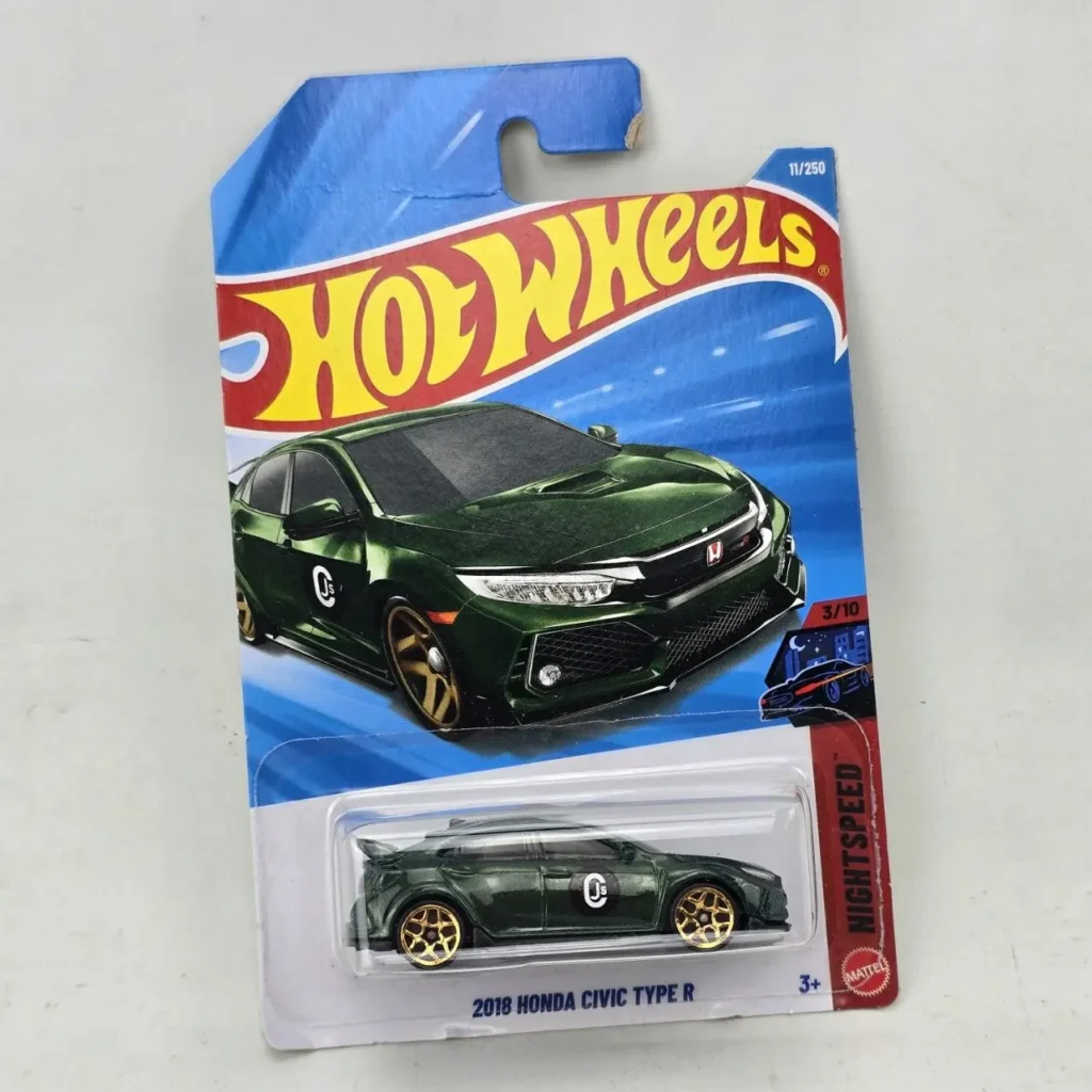 Hot Wheels 2018 Honda Civic Type R verde oscuro con ruedas doradas en empaque original, serie Night Speed. by Remates Narvaja