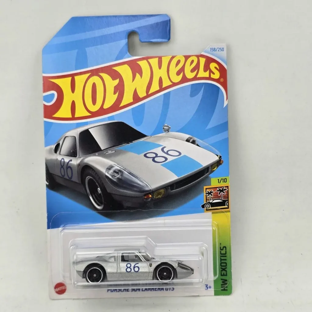 Hot Wheels Porsche 904 Carrera GTS plateado con número 86 en blister, serie HW Exotics. by Remates Narvaja