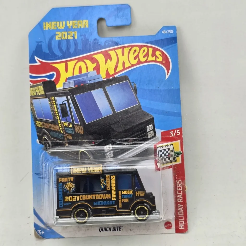 Hot Wheels Quick Bite black New Year 2021 van with fireworks and party graphics. by Remates Narvaja