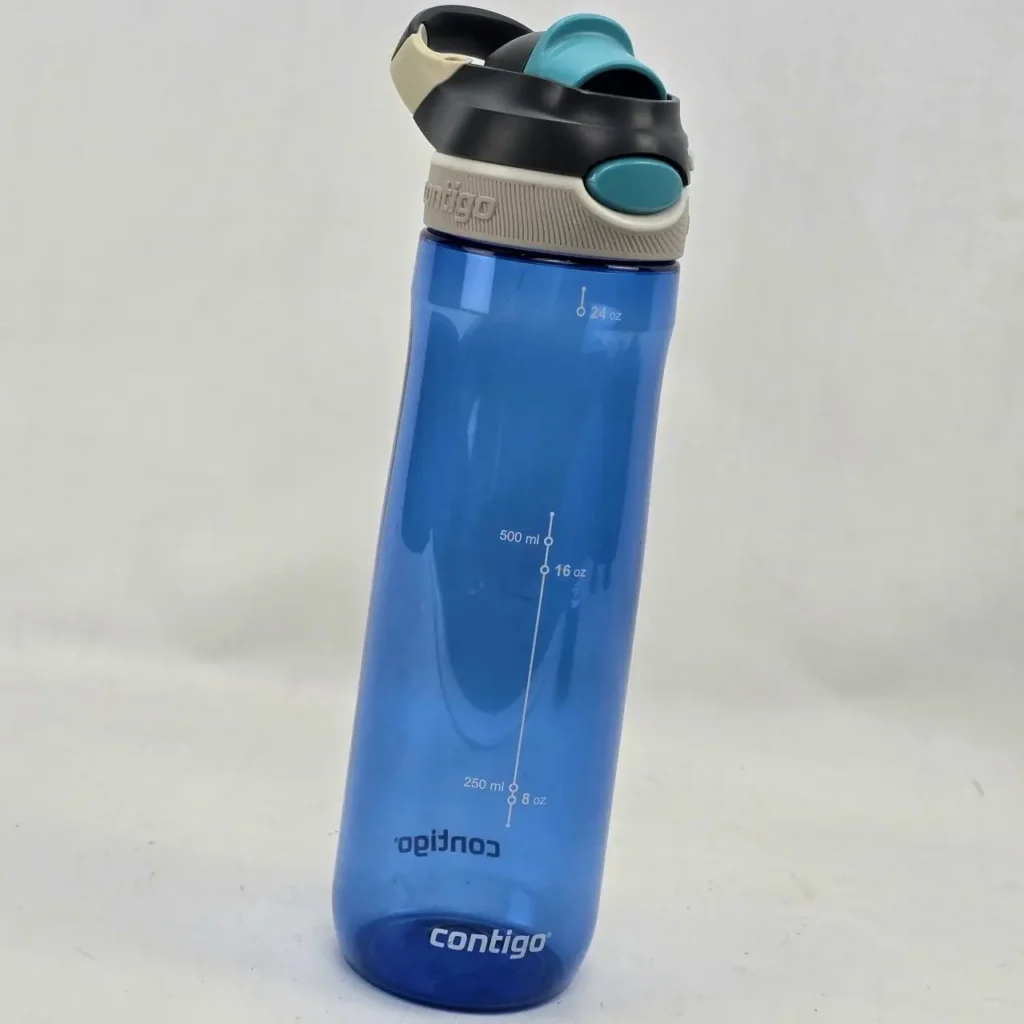 Botella de agua Contigo azul de 24 oz con marcas de medición. by Remates Narvaja