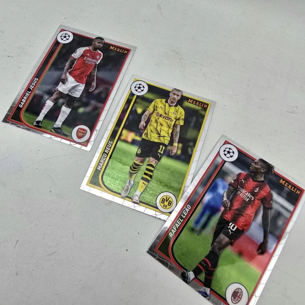 Merlin fútbol cards de Gabriel Jesus (Arsenal), Marco Reus (Dortmund) y Rafael Leão (AC Milan). by Remates Narvaja