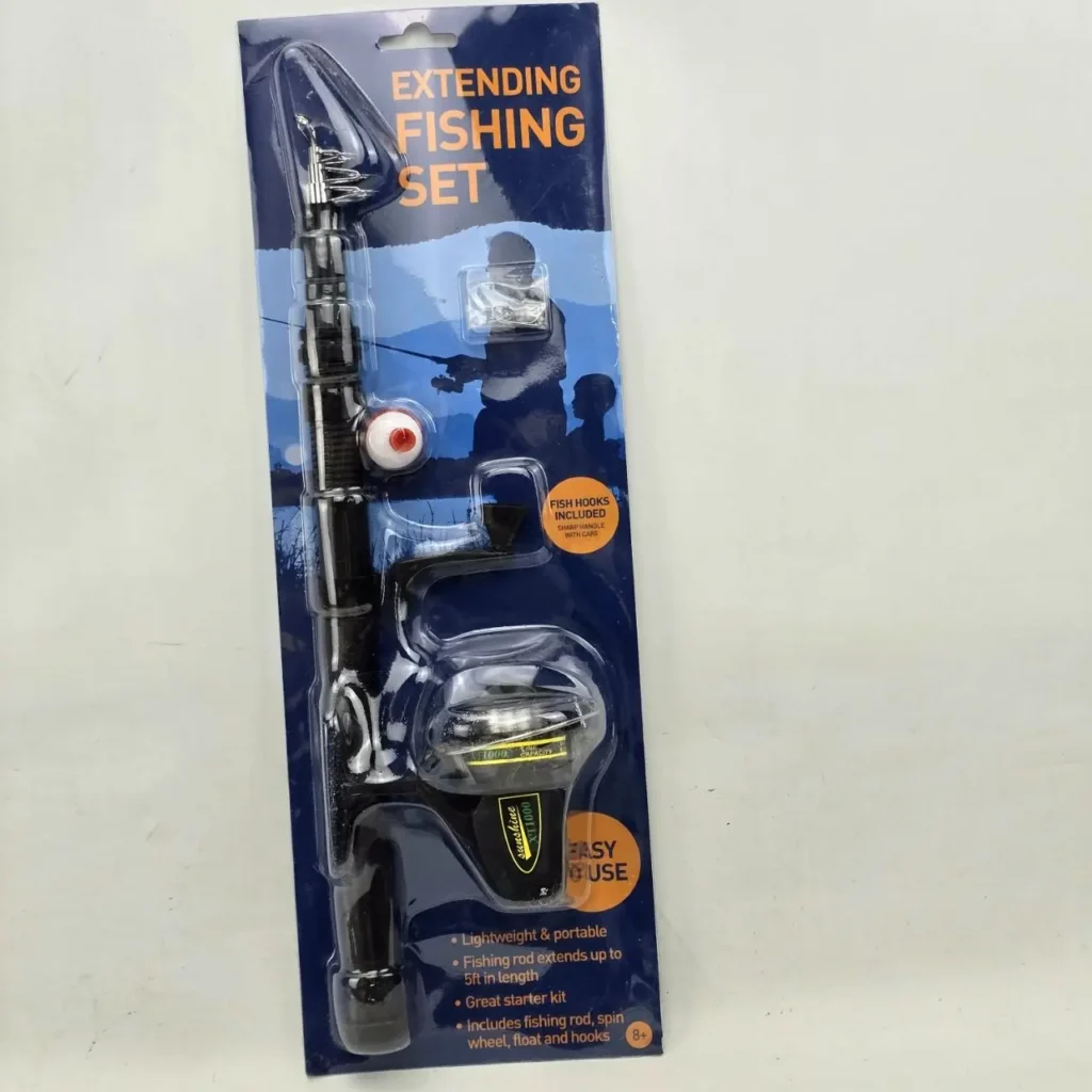 Set de pesca extensible portátil para principiantes, incluye caña, carrete, flotador y anzuelos. by Remates Narvaja