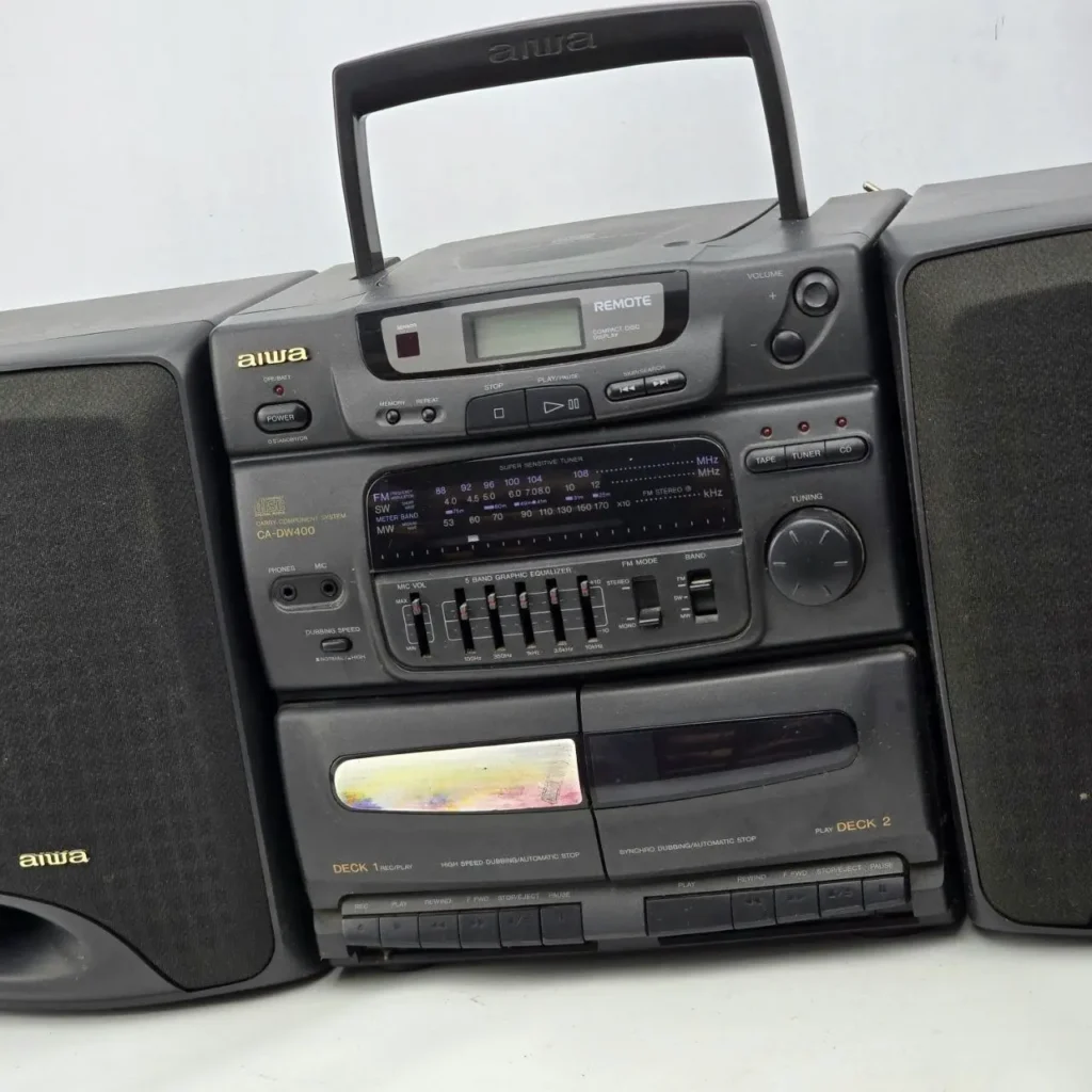 Aiwa CA-DW400 boombox vintage negro con reproductor de CD, doble pletina de cassette, sintonizador de by Remates Narvaja