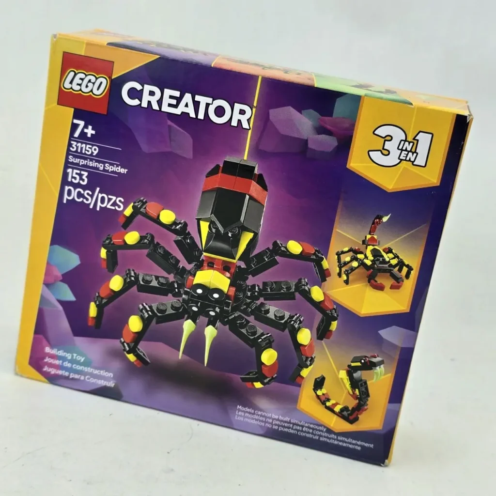 Caja del set LEGO Creator 31159 Surprising Spider 3 en 1, mostrando la araña principal, un escorp by Remates Narvaja